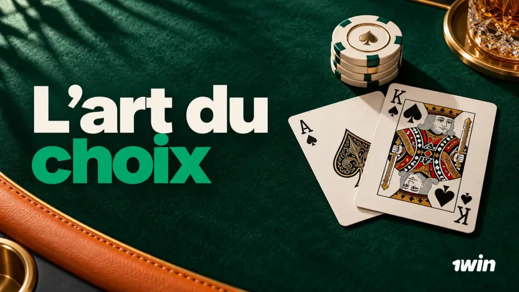 Cartes à jouer et jetons sur un tapis vert.