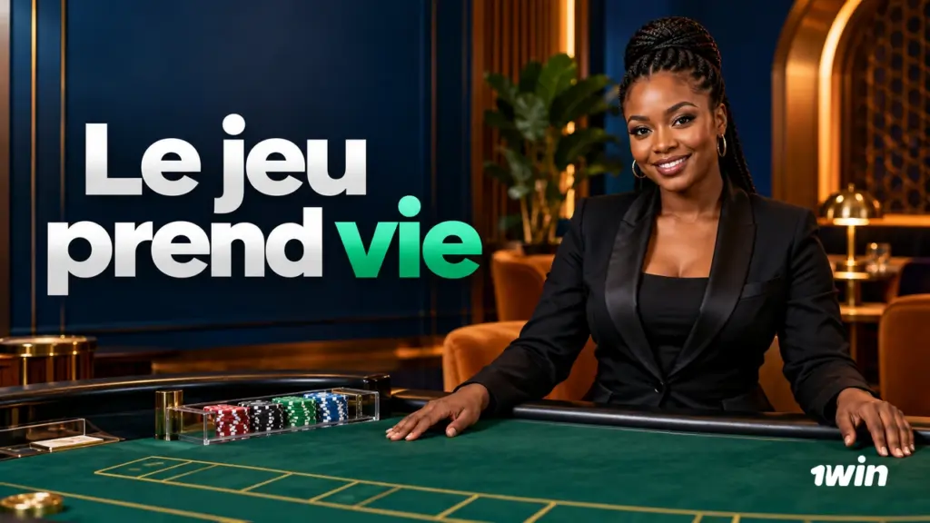 Croupière derrière une table de casino.